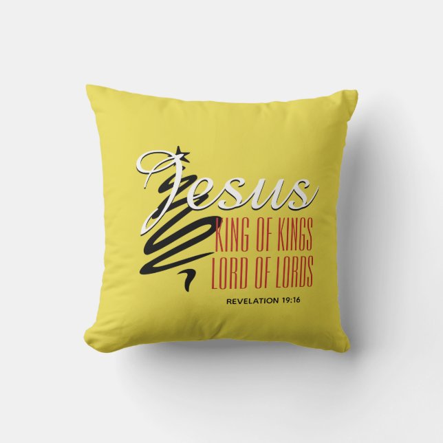 JESUS KING OF KINGS Christmas Christian Yellow Cushion (Front)