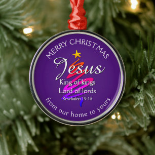 JESUS KING OF KINGS Custom Purple CHRISTMAS Metal Tree Decoration
