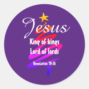 JESUS KING OF KINGS Custom Purple Modern Classic Round Sticker