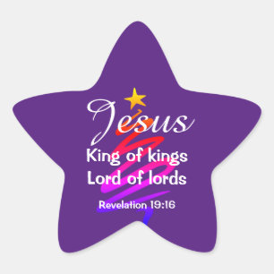 JESUS KING OF KINGS   Modern Purple   Christmas Star Sticker