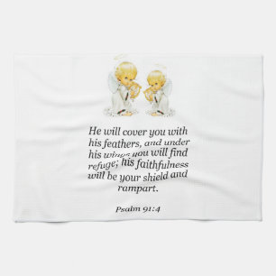Jesus kitchen hand towel Psalm 91-4