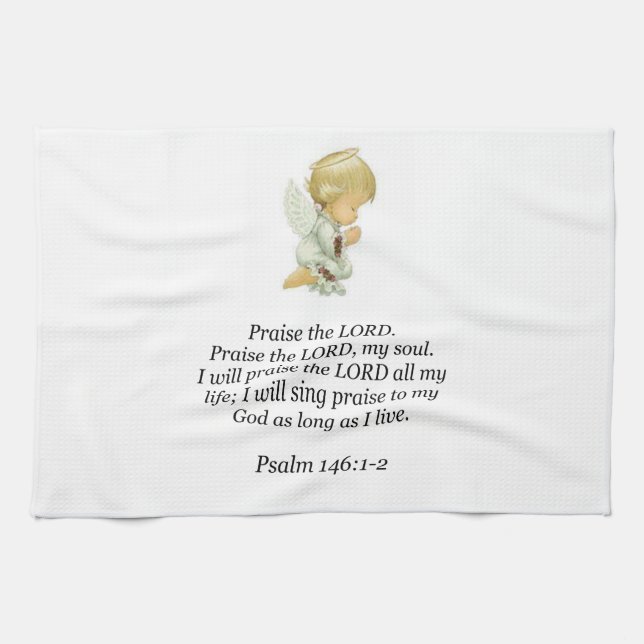 Jesus kitchen hand towel Psalms 146:1-2 (Horizontal)