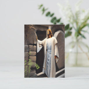 Jesus Knocking on Antique Door Postcard
