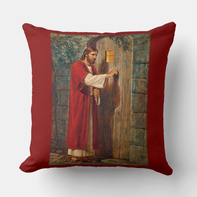 Jesus Knocks On The Door with Full Verse Cushion (Front)