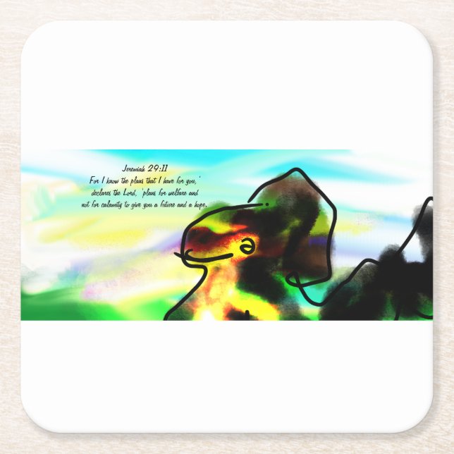 Jesus know square paper coaster (Front)