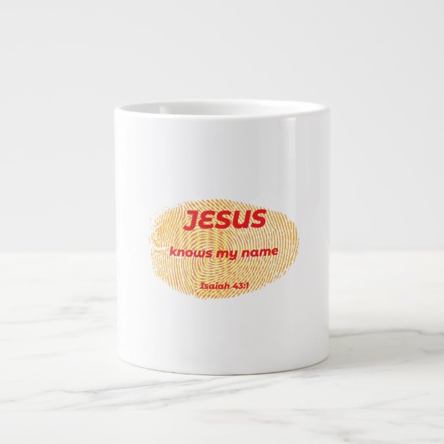 JESUS KNOWS MY NAME LARGE COFFEE MUG (Front)