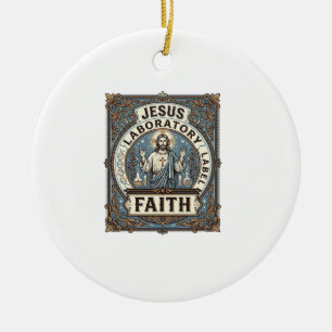 Jesus Laboratory Label Faith Jesus Laboratory Chri Ceramic Tree Decoration