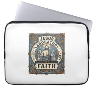 Jesus Laboratory Label Faith Jesus Laboratory Chri Laptop Sleeve