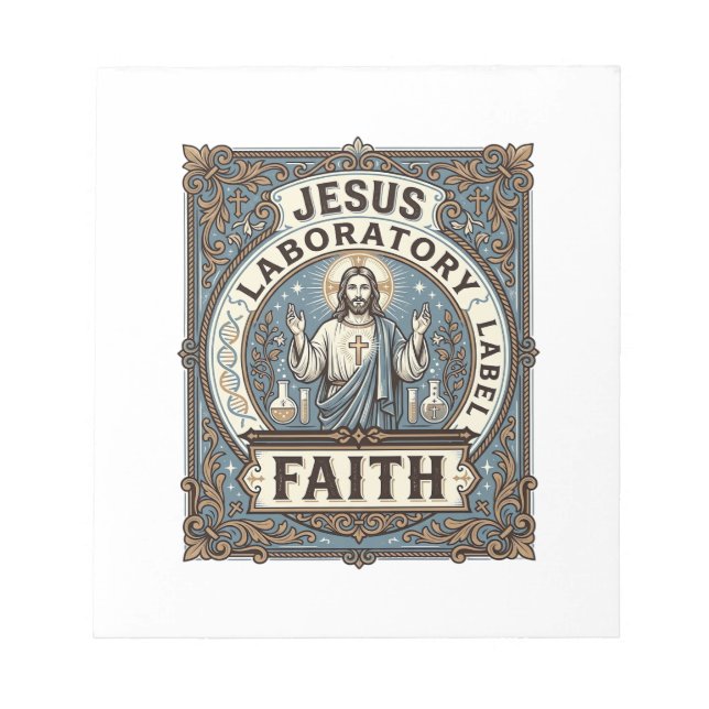 Jesus Laboratory Label Faith Jesus Laboratory Chri Notepad (Front)