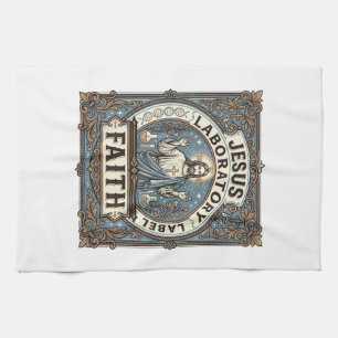Jesus Laboratory Label Faith Jesus Laboratory Chri Tea Towel