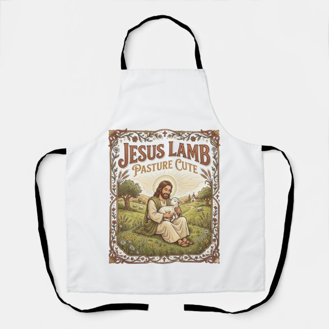 Jesus Lamb Pasture Cute Jesus Lamb Pasture Cute Ch Apron (Front)