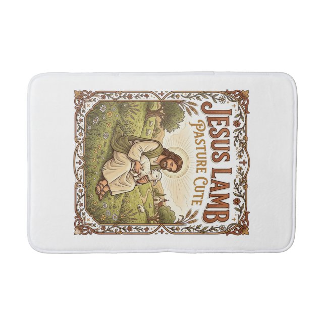 Jesus Lamb Pasture Cute Jesus Lamb Pasture Cute Ch Bath Mat (Front)