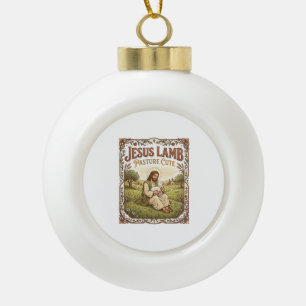 Jesus Lamb Pasture Cute Jesus Lamb Pasture Cute Ch Ceramic Ball Christmas Ornament