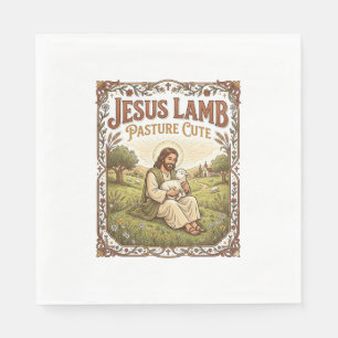 Jesus Lamb Pasture Cute Jesus Lamb Pasture Cute Ch Napkin