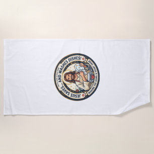 Jesus Laundry Chores Humour Shirt Christian Graphi Beach Towel