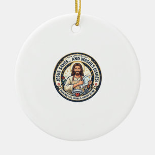 Jesus Laundry Chores Humour Shirt Christian Graphi Ceramic Tree Decoration