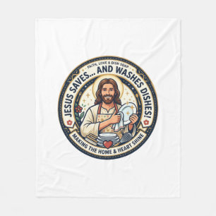 Jesus Laundry Chores Humour Shirt Christian Graphi Fleece Blanket