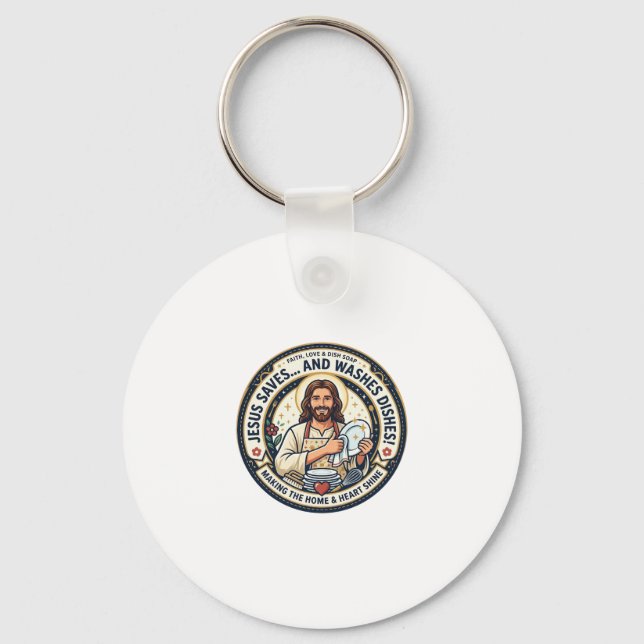 Jesus Laundry Chores Humour Shirt Christian Graphi Key Ring (Front)