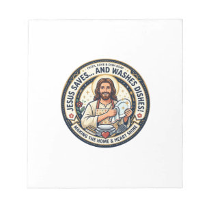 Jesus Laundry Chores Humour Shirt Christian Graphi Notepad