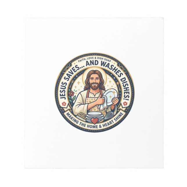 Jesus Laundry Chores Humour Shirt Christian Graphi Notepad (Front)