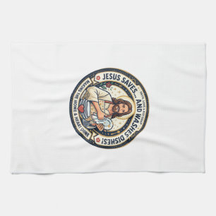 Jesus Laundry Chores Humour Shirt Christian Graphi Tea Towel