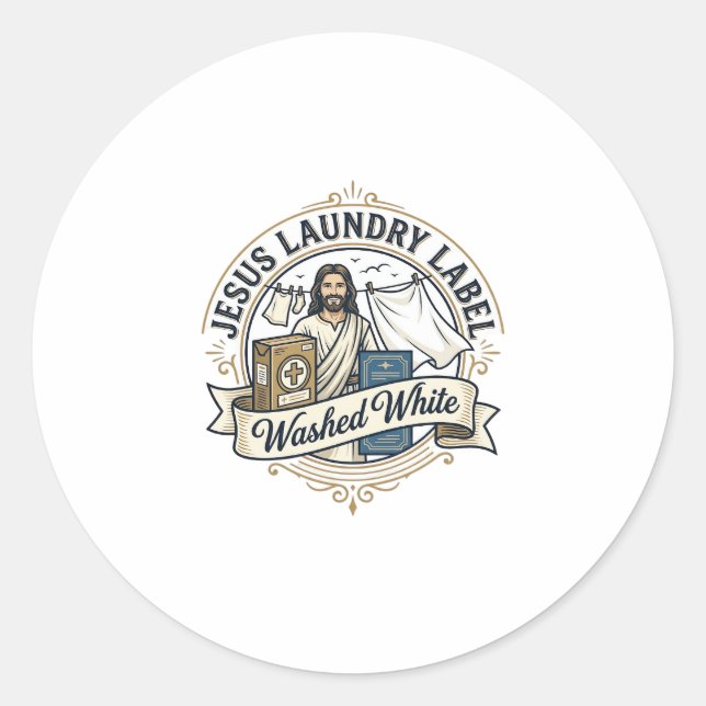 Jesus Laundry Label Washed White Jesus Laundry Was (Front)