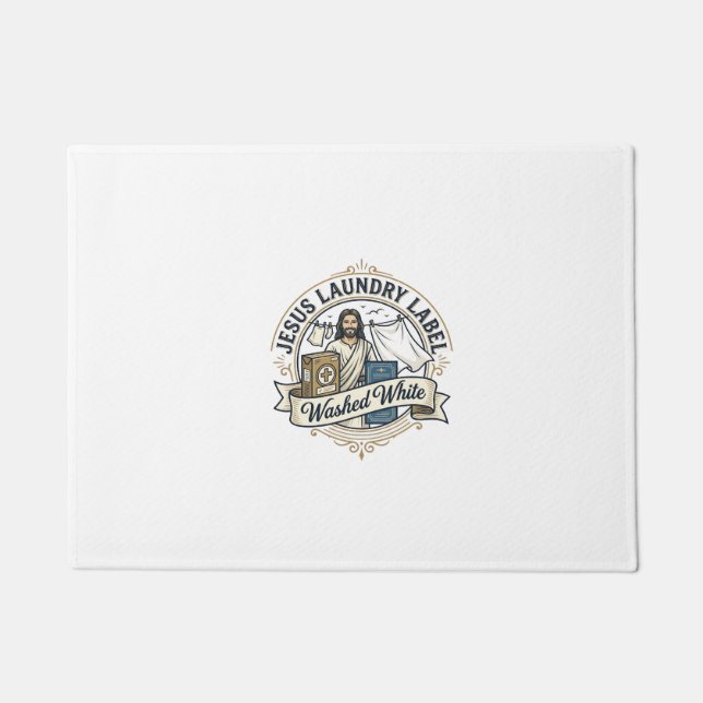 Jesus Laundry Label Washed White Jesus Laundry Was Doormat (Front)