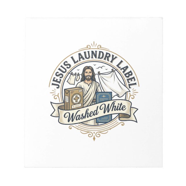 Jesus Laundry Label Washed White Jesus Laundry Was Notepad (Front)