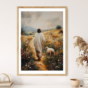 Jesus Leaves The 99 Oil Painting Rejoices Over One Poster