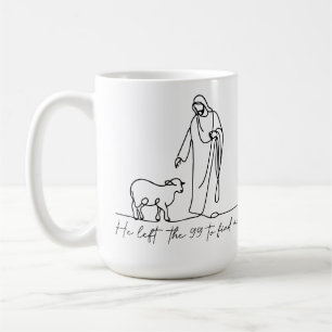 Jesus Left the 99 Lost Sheep Line Art Coffee Mug