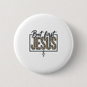 Jesus Leopard Print Christian Vintage Engraving Sh 6 Cm Round Badge