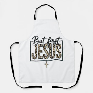 Jesus Leopard Print Christian Vintage Engraving Sh Apron