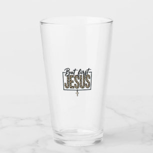 Jesus Leopard Print Christian Vintage Engraving Sh Glass