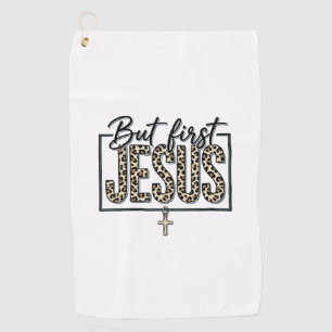 Jesus Leopard Print Christian Vintage Engraving Sh Golf Towel