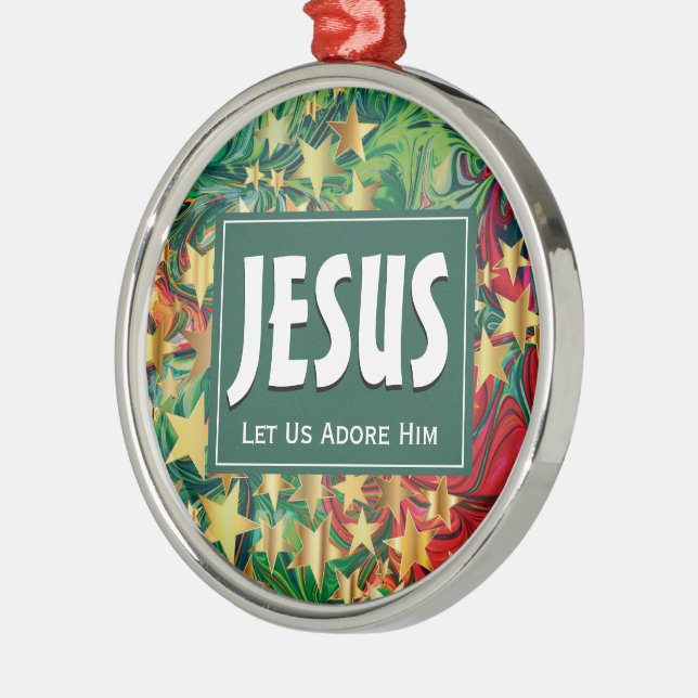 JESUS Let Us Adore Him Christmas Metal Tree Decoration (Left)