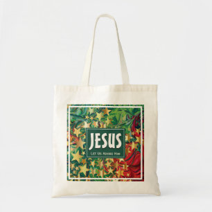 JESUS Let Us Adore Him STARS Festive Christmas Tote Bag