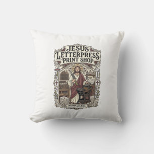 Jesus Letterpress Print Shop Jesus Letterpress Pri Cushion