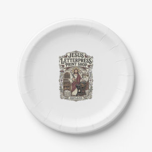Jesus Letterpress Print Shop Jesus Letterpress Pri Paper Plate
