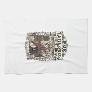 Jesus Letterpress Print Shop Jesus Letterpress Pri Tea Towel