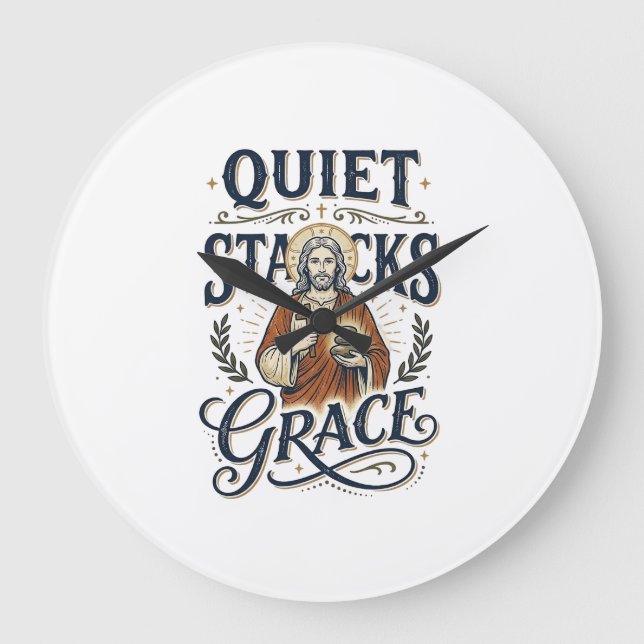 Jesus Librarian Graphic Tee Christian Art_1 Large Clock (Front)