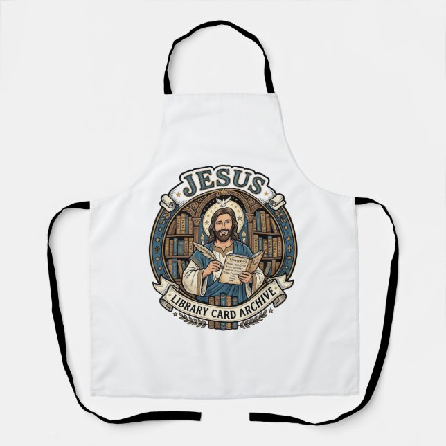 Jesus Library Card Archive Jesus Library Card Arch Apron (Front)