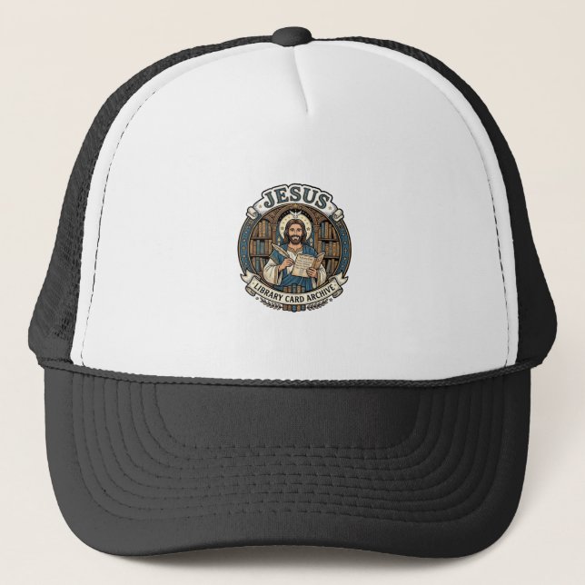 Jesus Library Card Archive Jesus Library Card Arch Trucker Hat (Front)