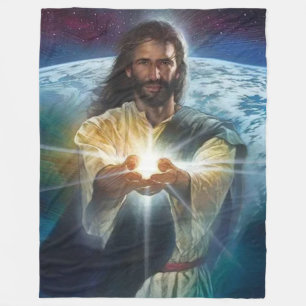 JESUS LIGHT IN HANDS FLEECE BLANKET