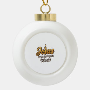 Jesus Light of the World Candle Christian Vector_1 Ceramic Ball Christmas Ornament