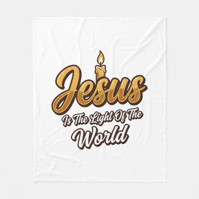Jesus Light of the World Candle Christian Vector_1 Fleece Blanket (Front)