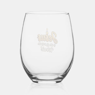 Jesus Light of the World Candle Christian Vector_1 Stemless Wine Glass