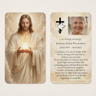 Jesus Light of the World Funeral Prayer Card