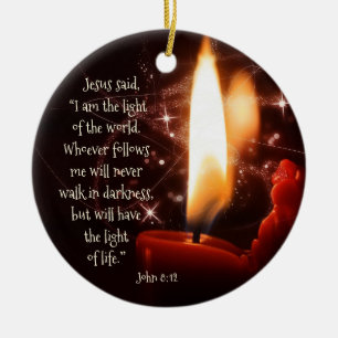 Jesus Light of the World Psalm 8, Custom Christmas Ceramic Tree Decoration