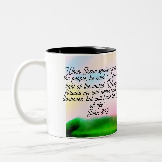 jesus light  Two-Tone coffee mug (Left)