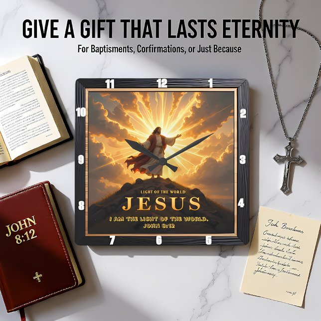 Jesus Light World Mountain Triumphant Lord Square Wall Clock (Creator Uploaded)